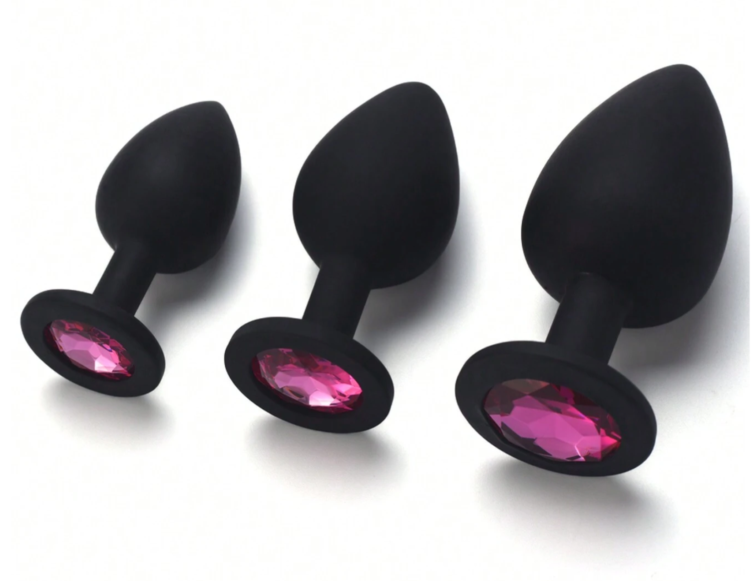 Plug Anal Silicona Negro Diamantado Talla S