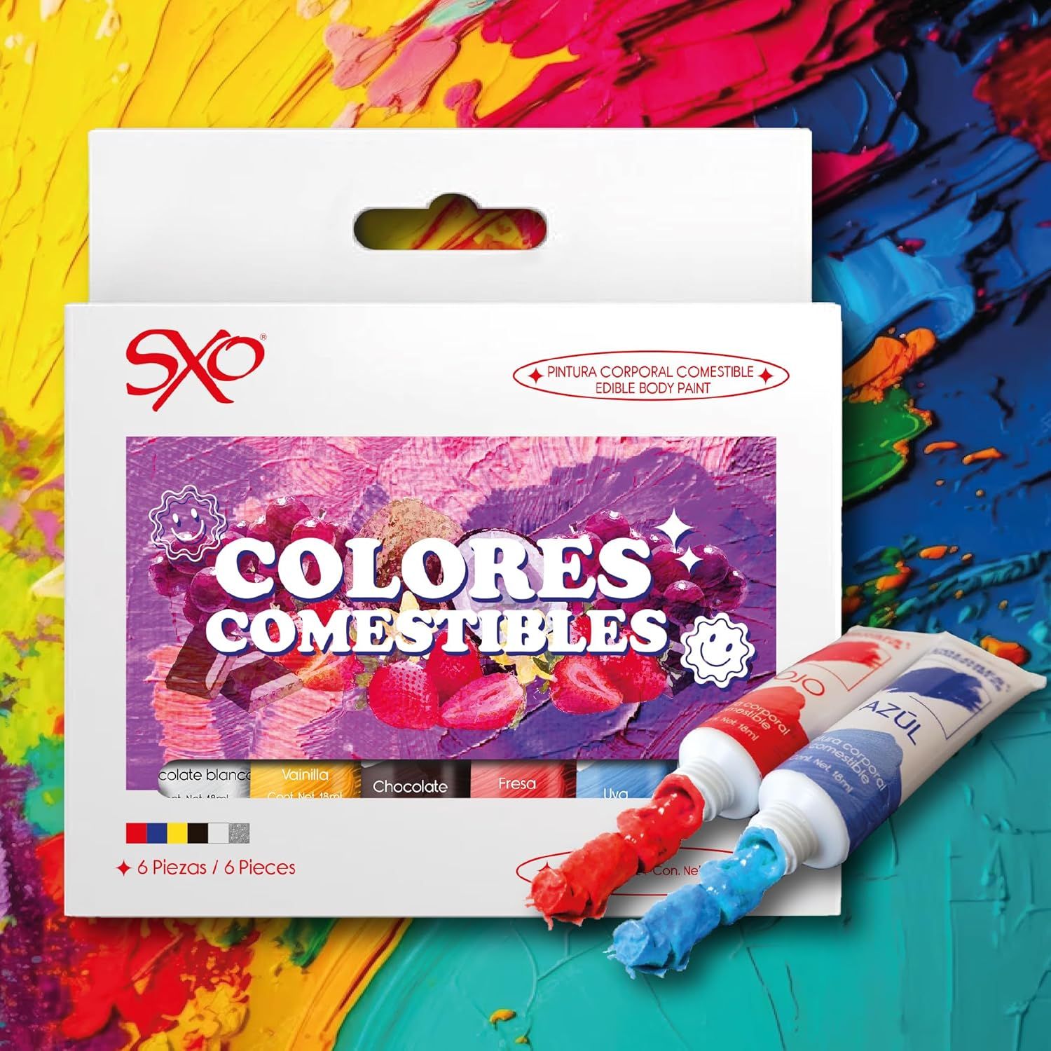 PINTURA CORPORAL COMESTIBLE 6 PIEZAS