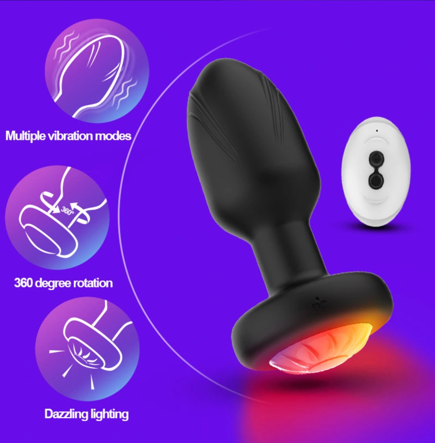 Plug Anal Vibrador con Rotación 360°