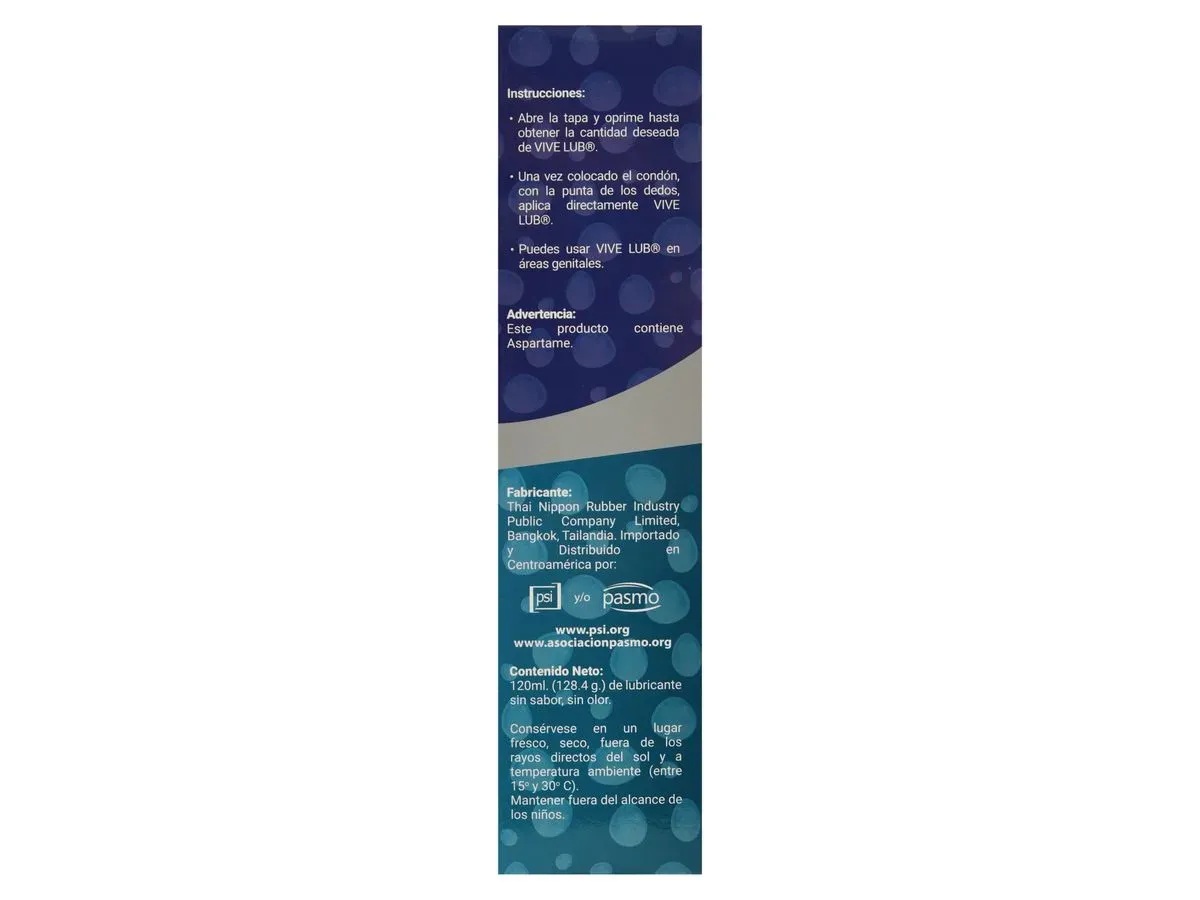 Lubricante Vive Lub Sin Olor Sin Sabor