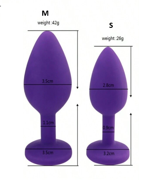 Plug Anal de Joya Silicona Morado Talla S