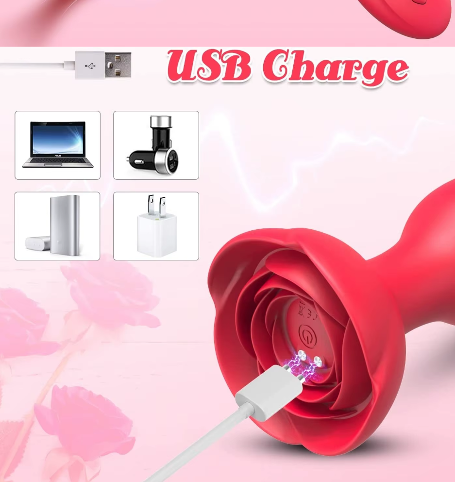 Plug anal XL diseño de rosa + control remoto