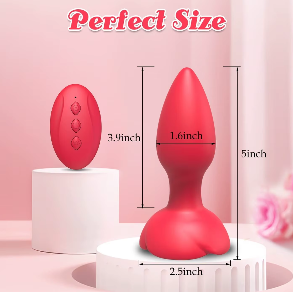 Plug anal XL diseño de rosa + control remoto