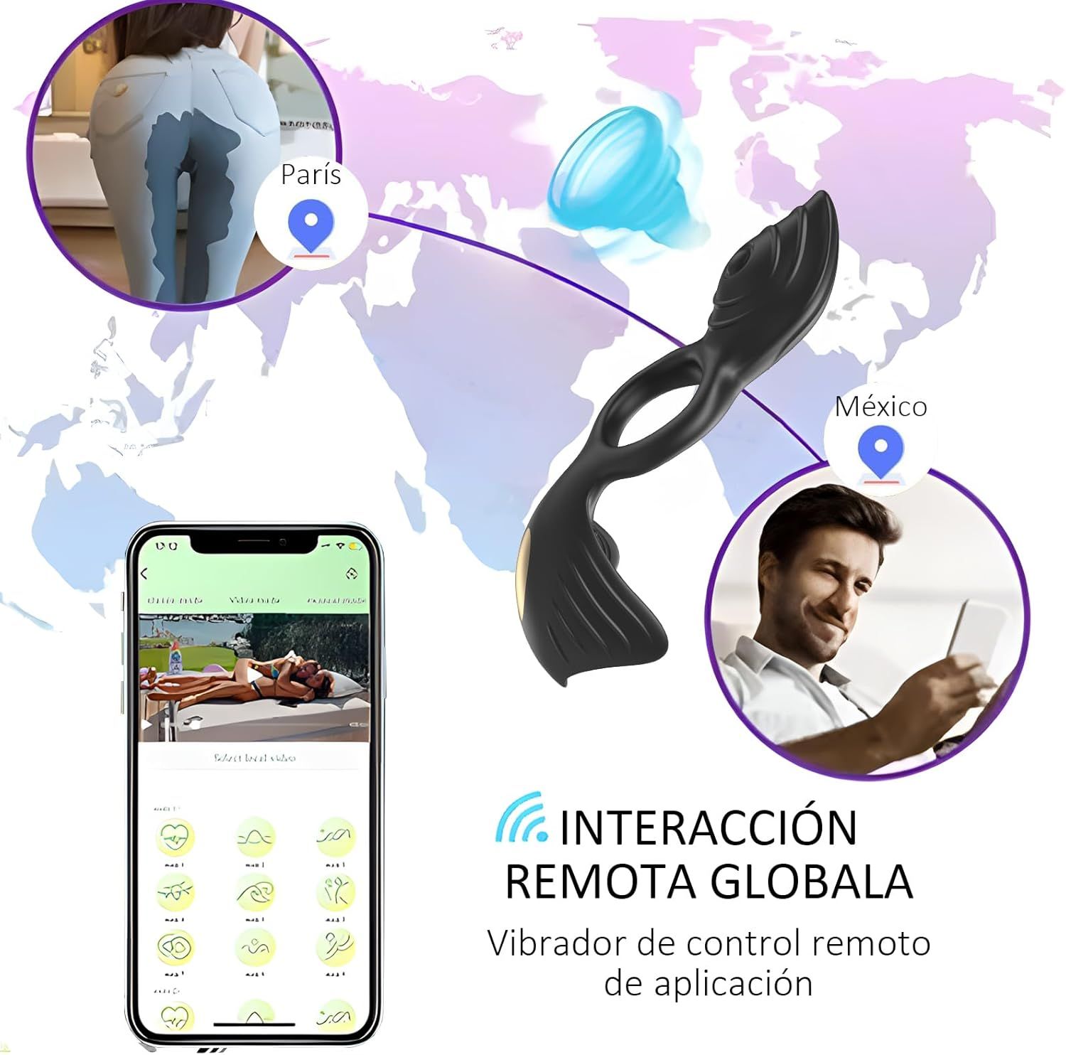 Súper anillo vibrador triple estimuación + APP