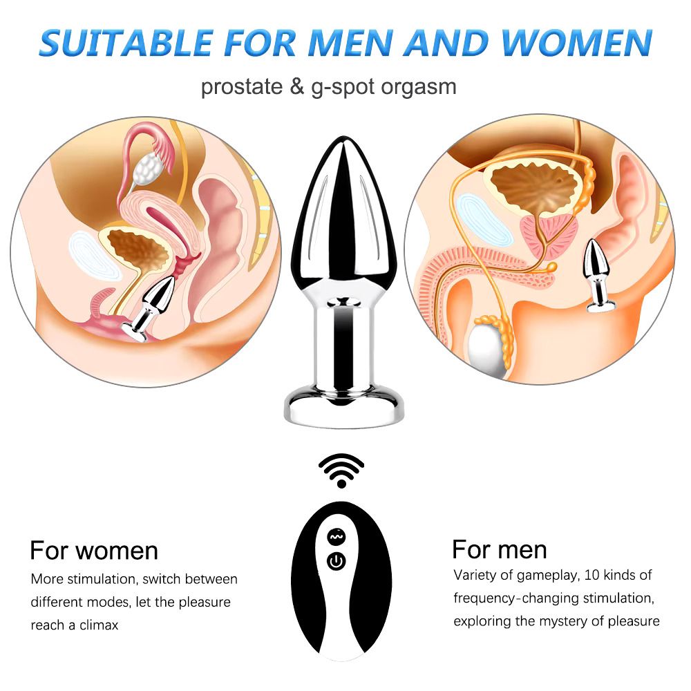Plug Vibrador Metalico Control Remoto &quot;S&quot;