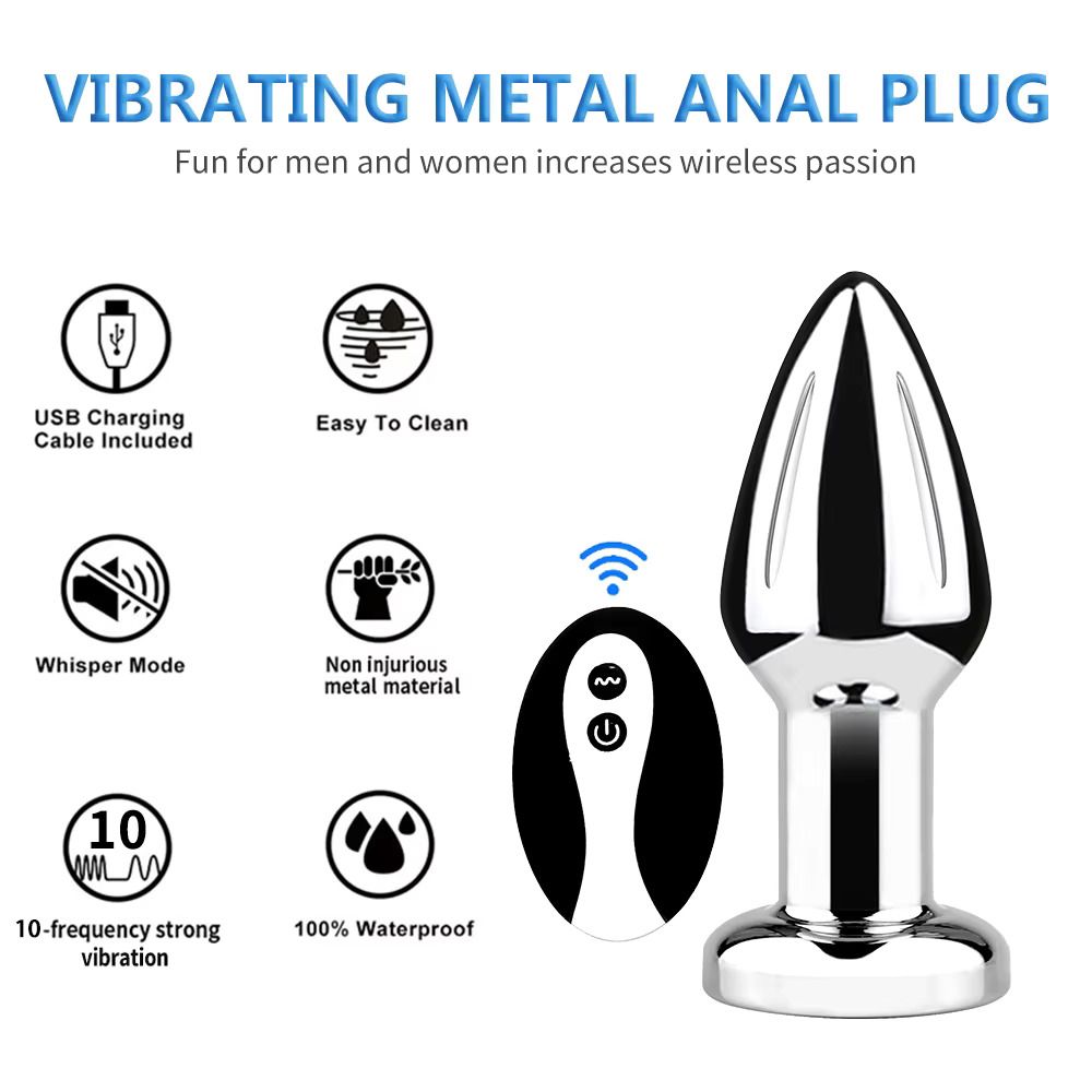 Plug Vibrador Metalico Control Remoto &quot;S&quot;