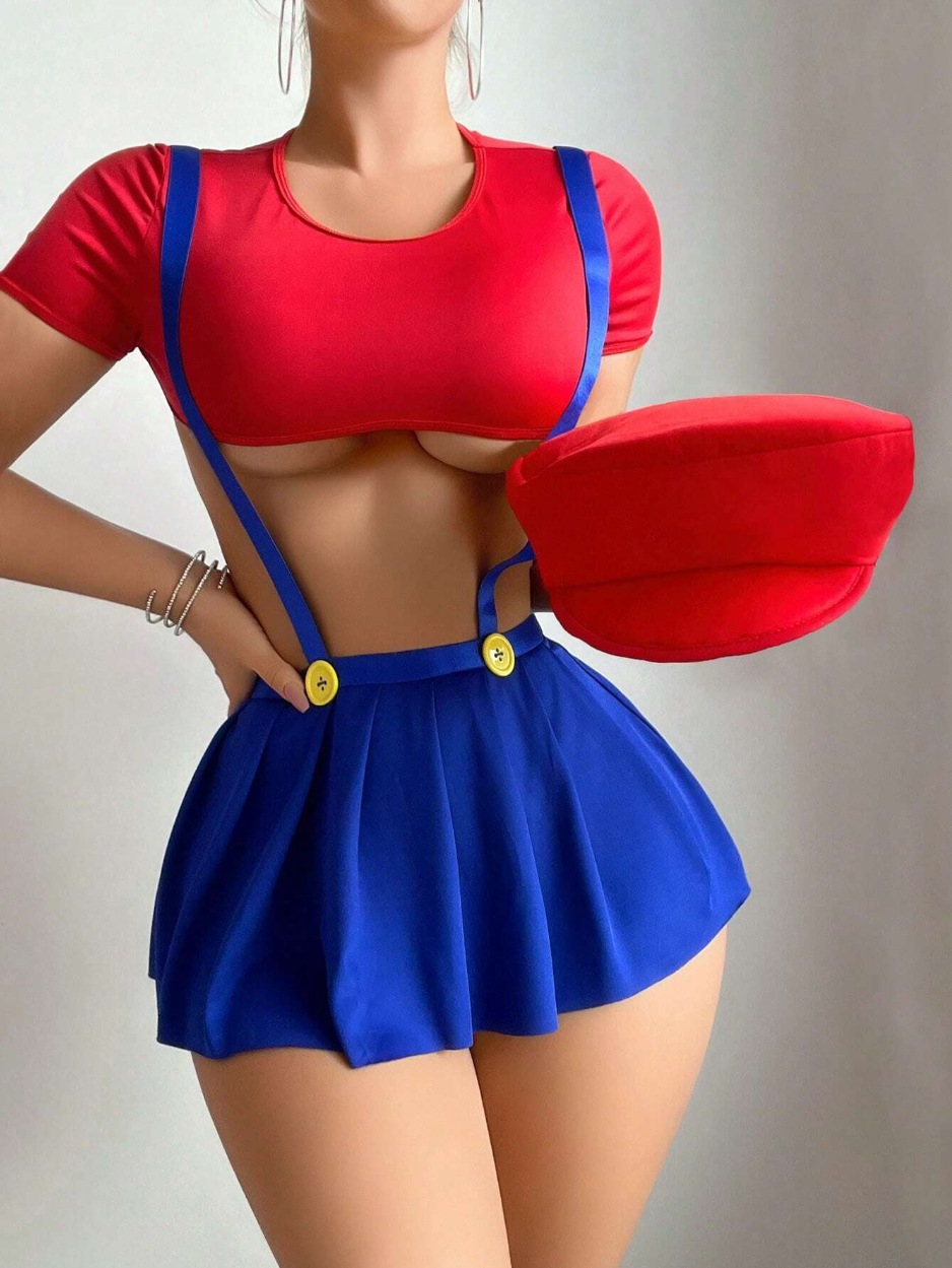 Sexy traje cosplay rojo/azul