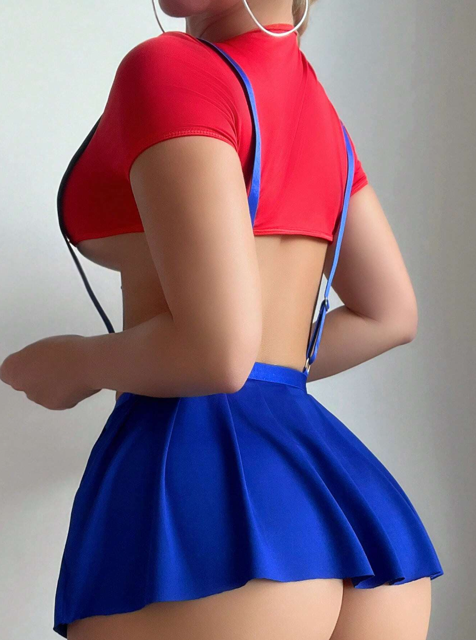 Sexy traje cosplay rojo/azul