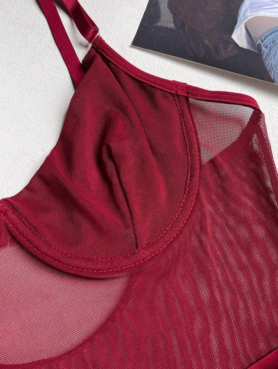 Conjunto Sexy de Malla Transparente