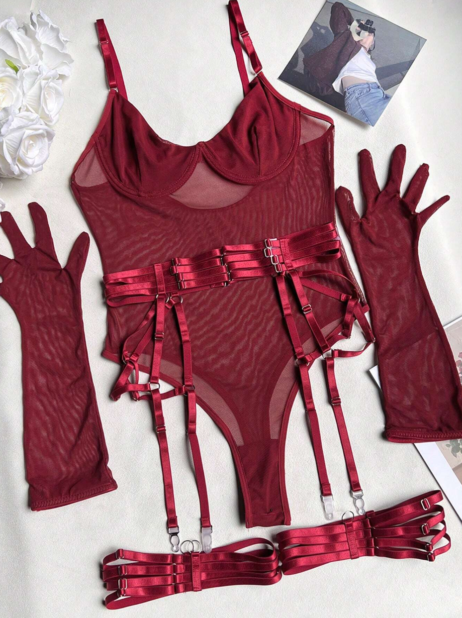 Conjunto Sexy de Malla Transparente