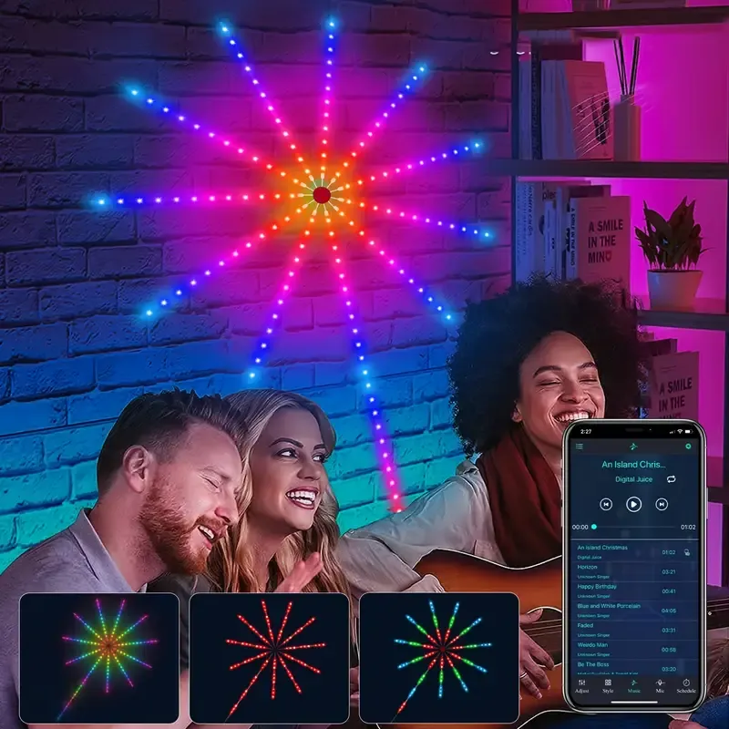 Luces LED Fireworks con APP + Control Remoto