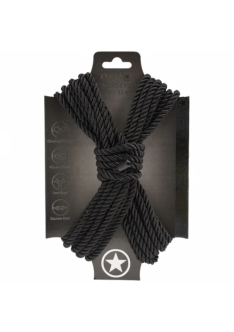 Ouch! Cuerda de bondage de 10 metros, negra