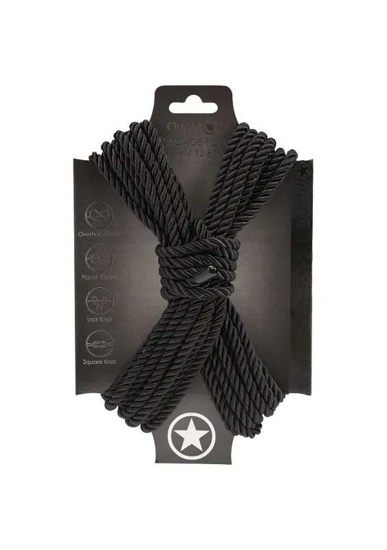 Ouch! Cuerda de bondage de 10 metros, negra
