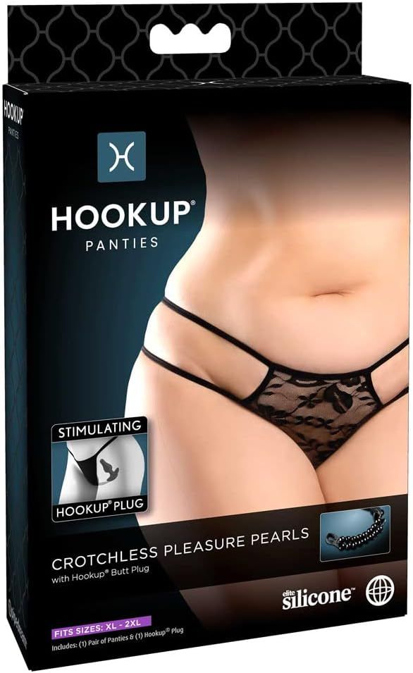 Bragas de Liga sin Entrepierna con Perlas de placer y Plug XL/2XL