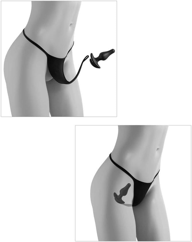 Bragas de liga sin entrepierna, perlas de placer, negras, tallas XL a XXL