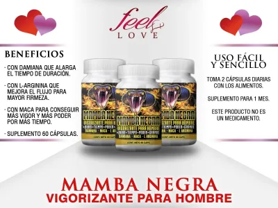 Pastilla Vigorizante Mamba Negra - Hombre 60 Capsulas +potencia