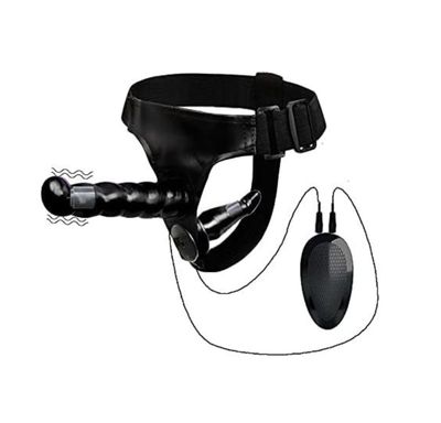 Arnes con Dildo Vibrador Doble color Negro