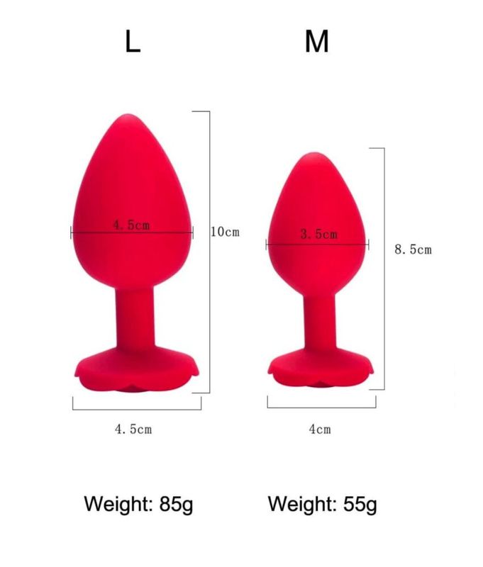 Plug Anal de Joya Silicona Rojo Talla M