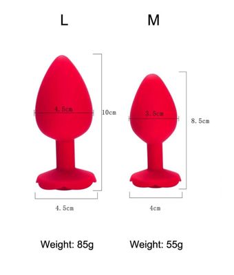 Plug Anal de Joya Silicona Rojo Talla M
