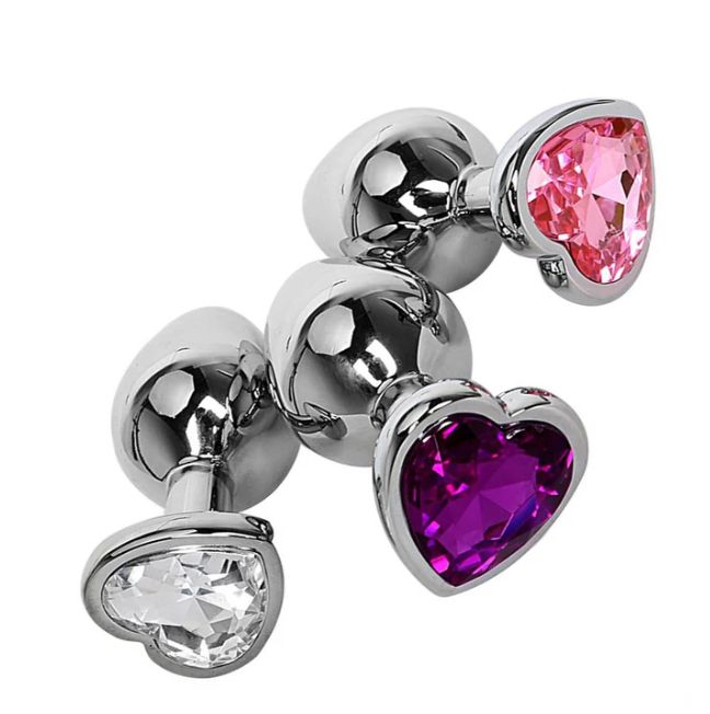 Plug Anal de Acero con Joya Corazón Talla S