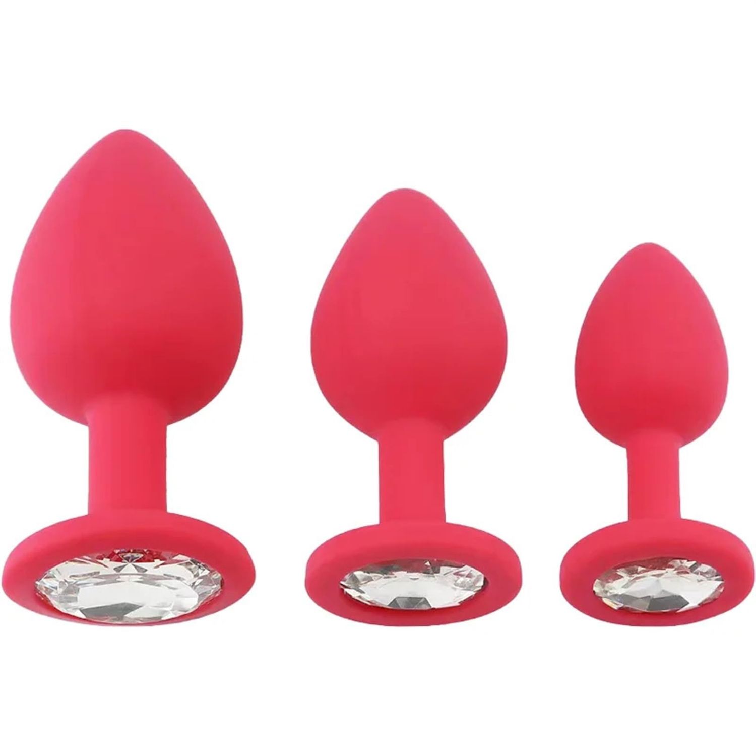 Plug Anal de Joya Silicona Rojo Talla S