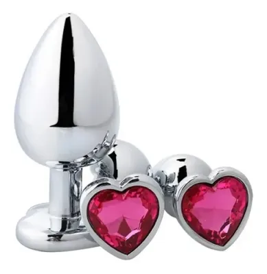 Plug Anal de Acero con Joya Corazón Talla L
