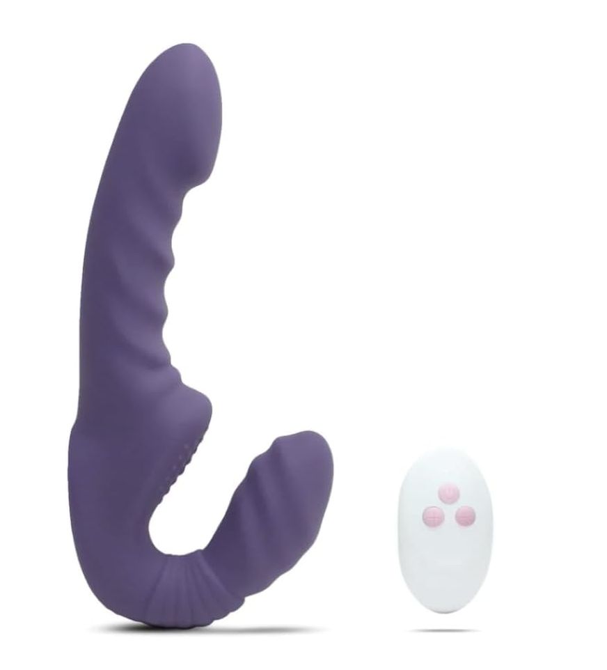 Vibrador Sin Tirantes Doble Penetración Control Remoto
