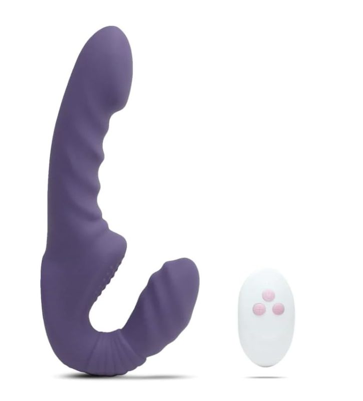 Vibrador Sin Tirantes Doble Penetración Control Remoto