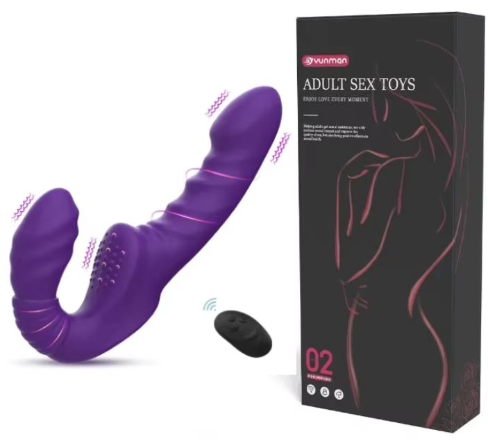 Vibrador Sin Tirantes Doble Penetración Control Remoto
