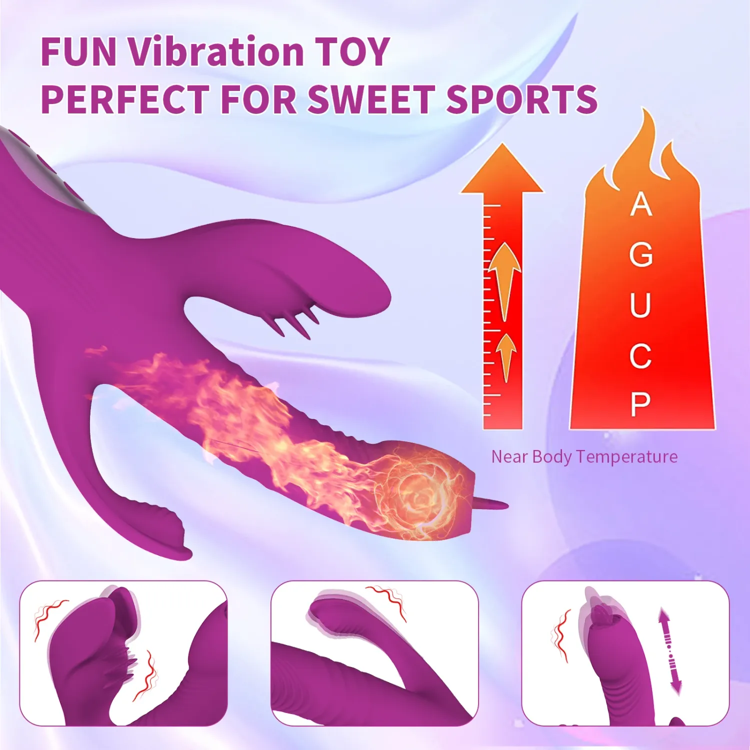 Vibrador triple estimulación rotativo y telescopico
