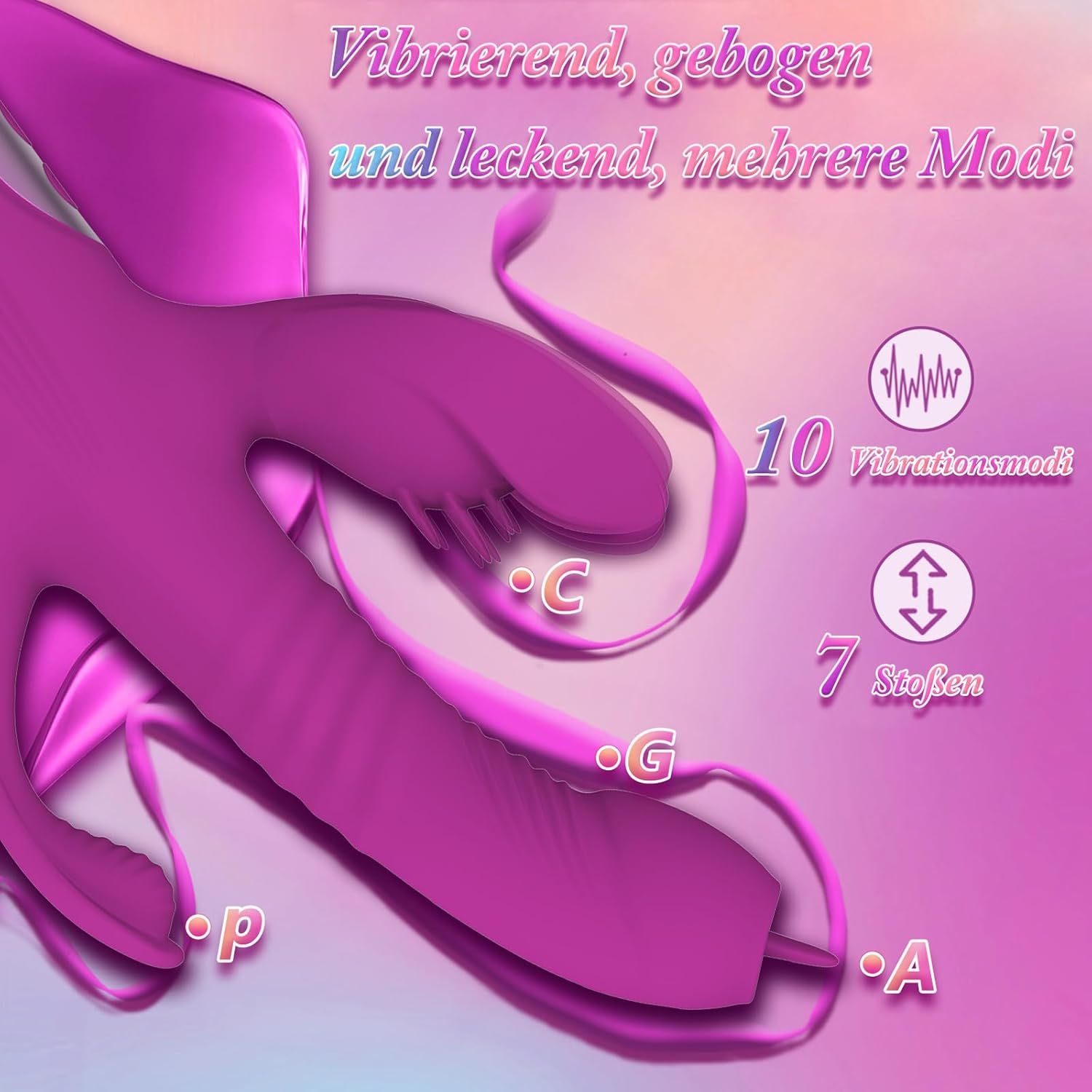 Vibrador triple estimulación rotativo y telescopico