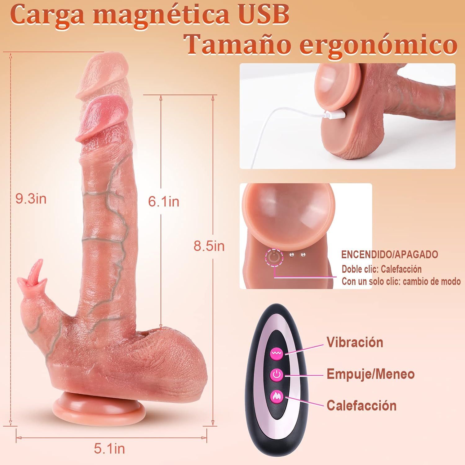 Dildo consolador Realista con empuje y calefacción