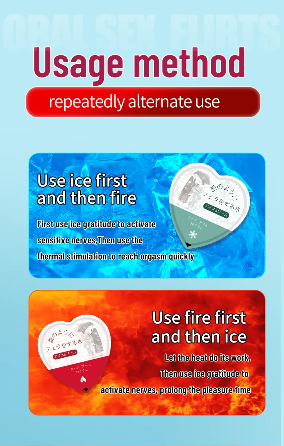 Lubricante Sabor Fresa Caliente y Menta Fria para Sexo Oral