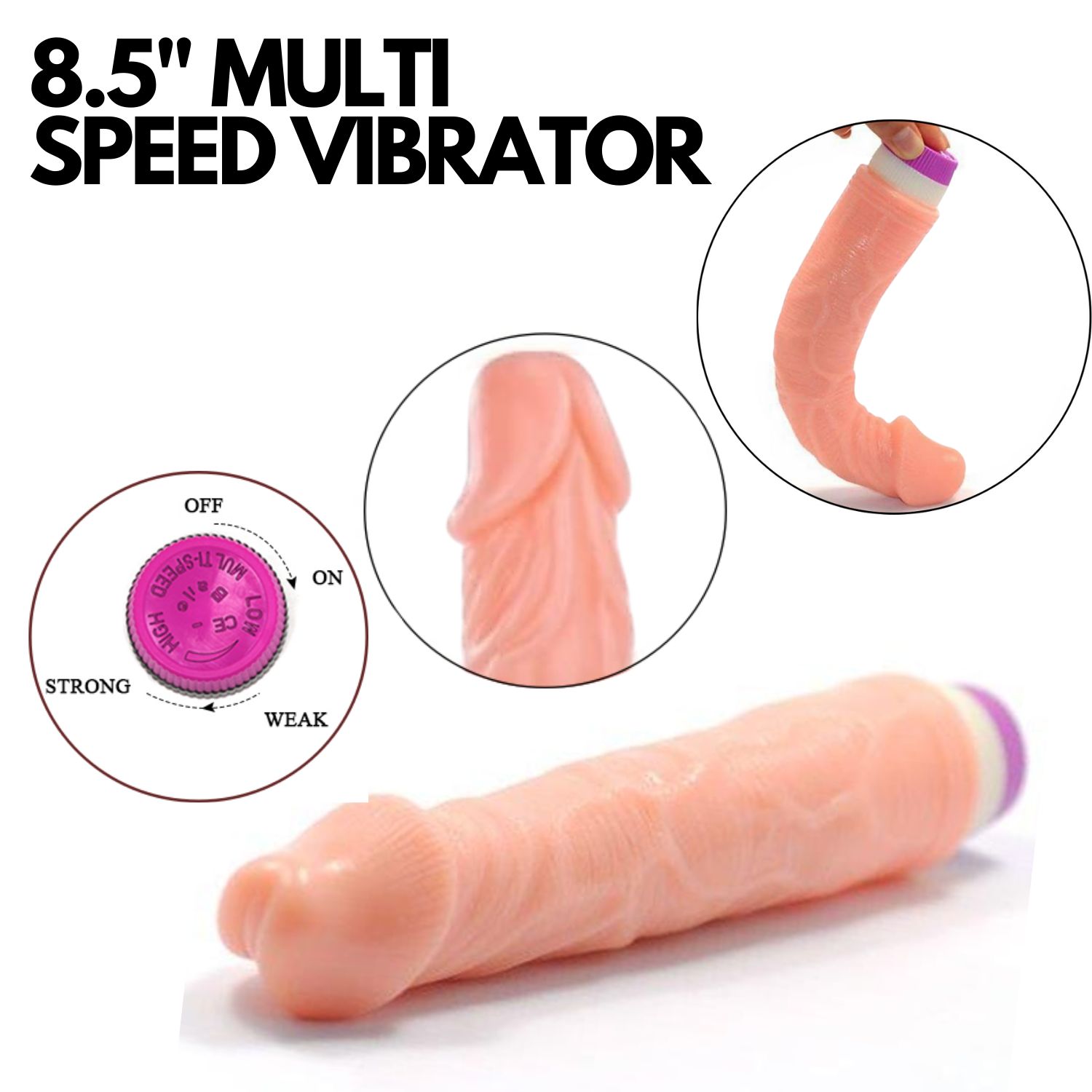 Dildo Vibrador con Movimiento 8.5&quot; / 22cms