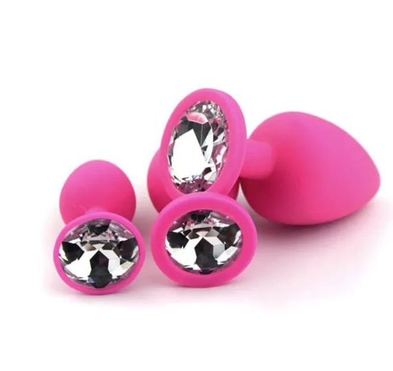 Plug Anal de Joya Silicona Rosado Talla M