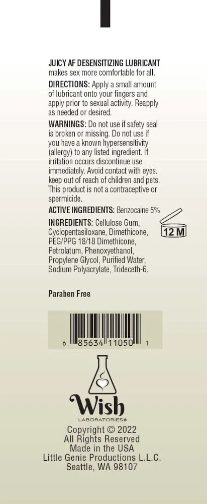 Lubricante Anal con Anestecia Juicy AF 4oz