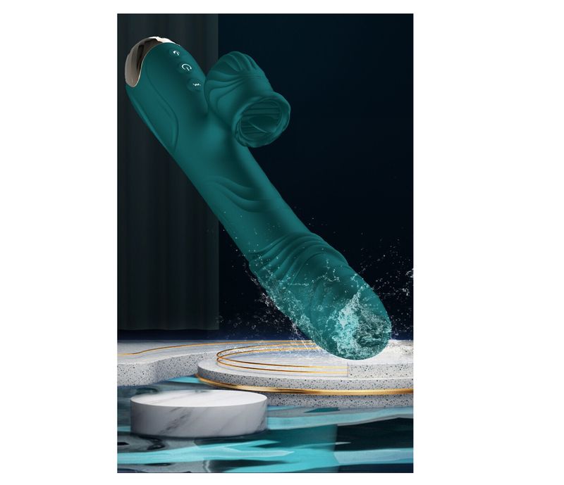 Dildo Telescopico Rotativo Doble Lengua