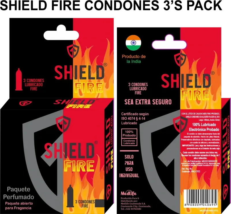 CONDONES SHIELD FIRE LUBRICADO