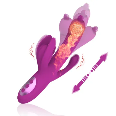 Vibrador triple estimulación rotativo y telescopico