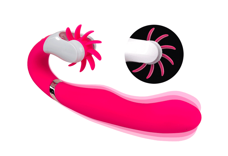 Dildo vibrador con lengua rotativa