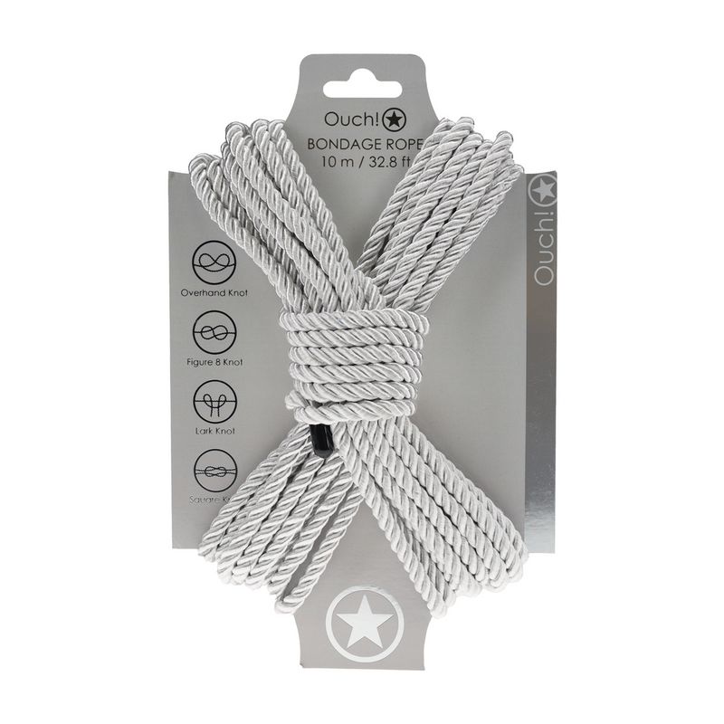 ¡Ouch! Cuerda de bondage de 10 metros - Plateada