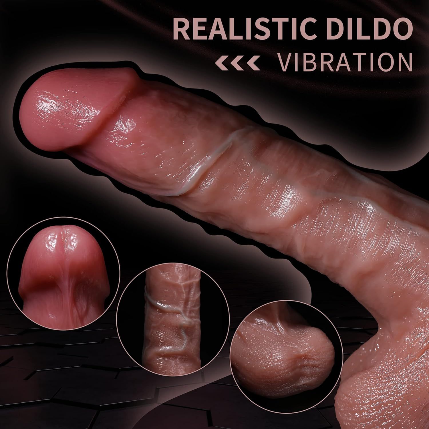 Dildo Vibrador Realista de 25cms /  Con empuje y calefacción