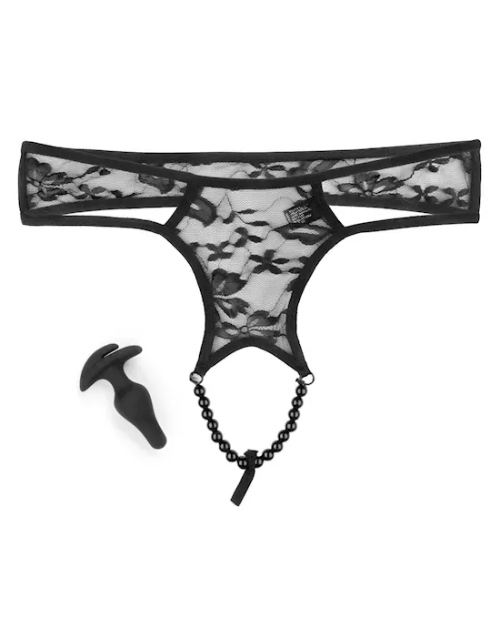 Bragas con Plug y Perlas de Placer S-L