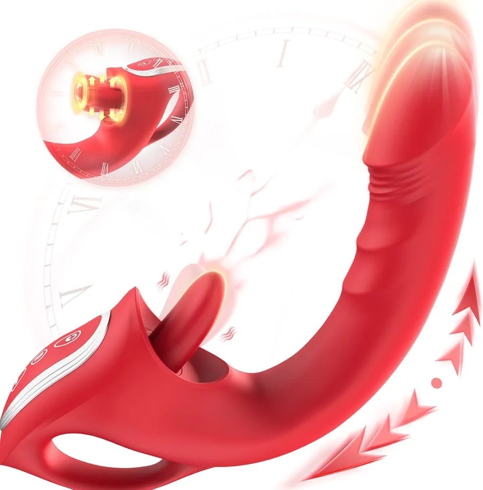 Vibrador curvo con lengua