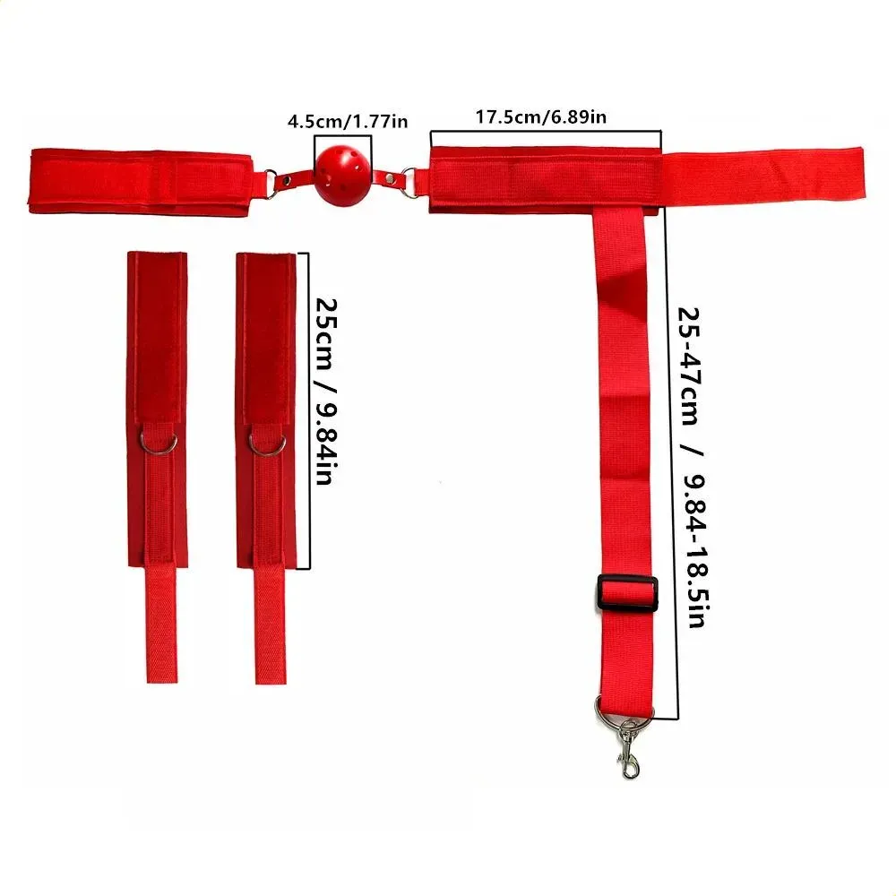 Kit de Mordaza y Esposas Ajustables Rojo