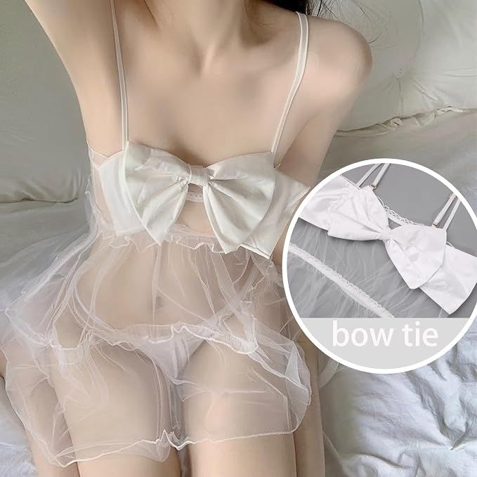 Babydoll Transparente con Encaje y Lazo