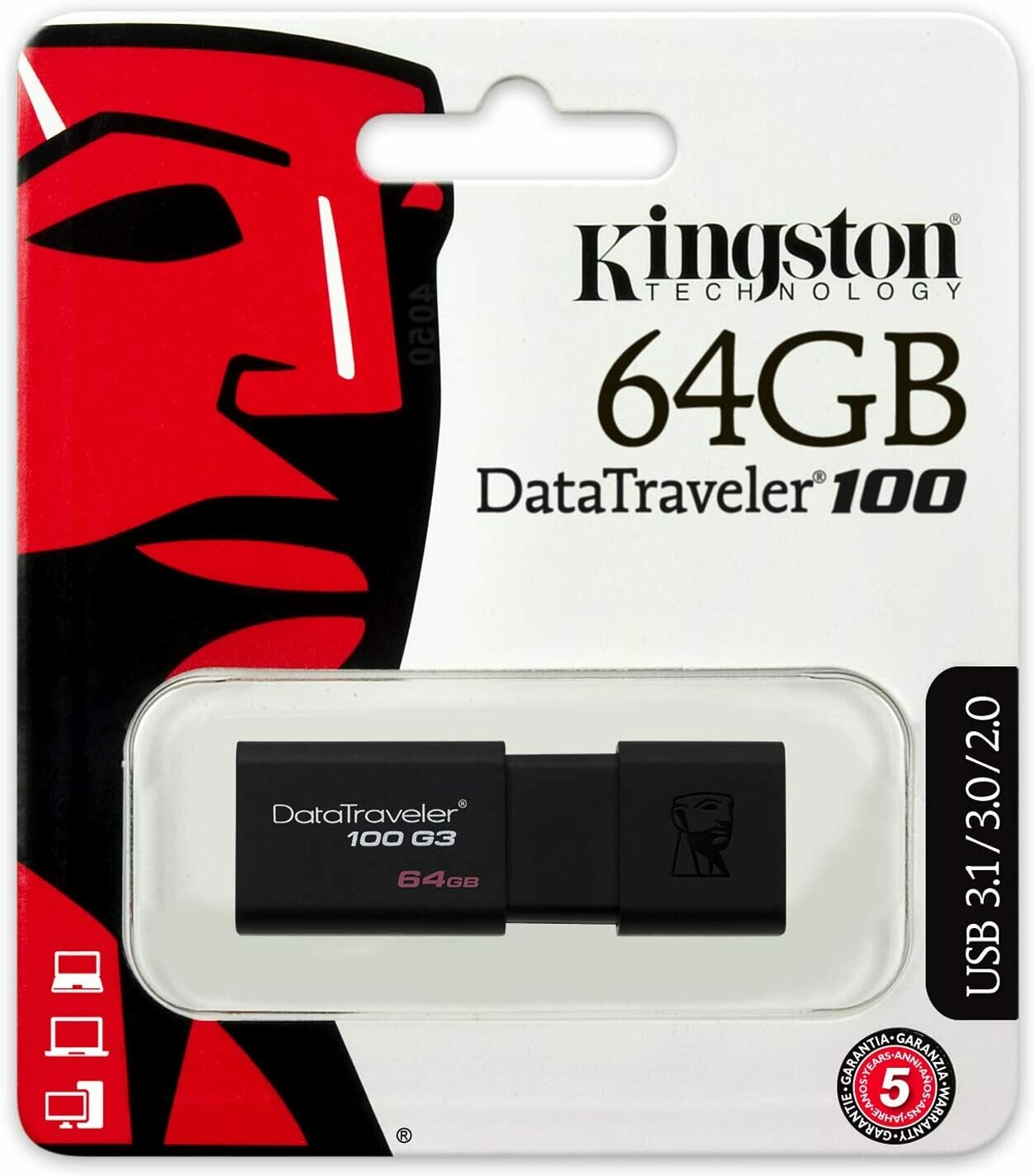 Kingston DataTraveler 100 G3-DT100G3/64GB USB 3.0, PenDrive, 64 GB