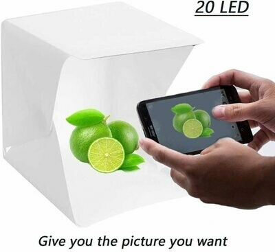 Light Box, studio fotografico a scatola pieghevole completo di striscia led per foto professionali 20cm