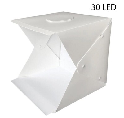 Light Box, studio fotografico a scatola pieghevole completo di striscia led per foto professionali 30cm