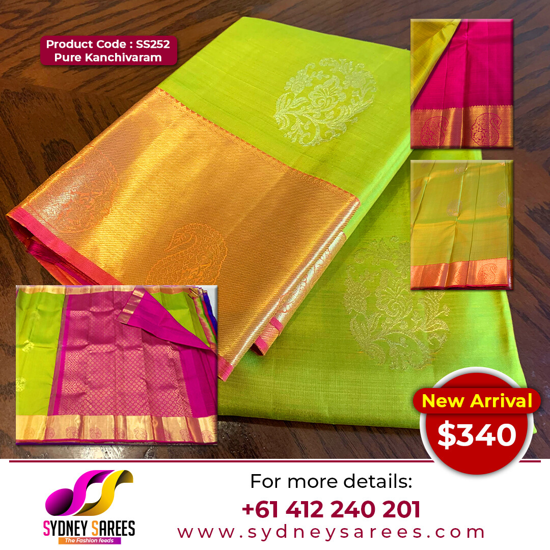 Parrot green Kanchivaram Saree